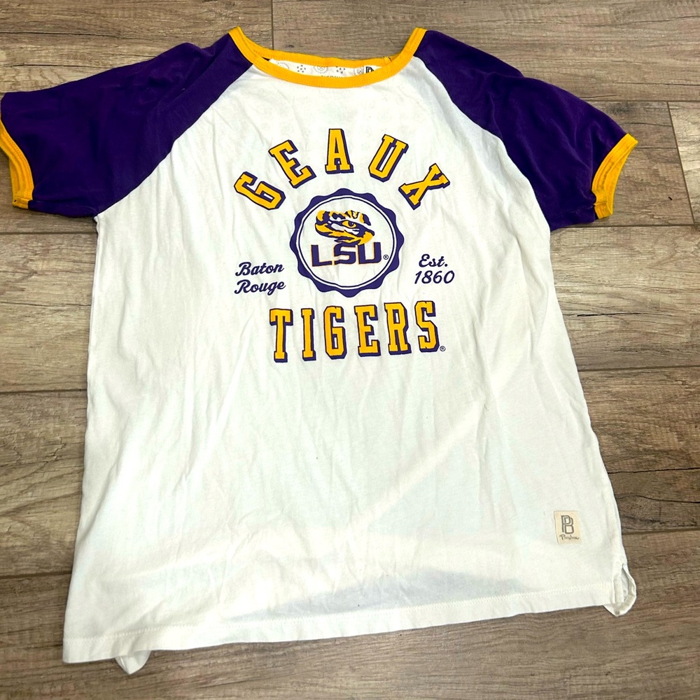 🚫SOLD🚫LSU Geaux Tigers Raglan Shirt - White and Purple